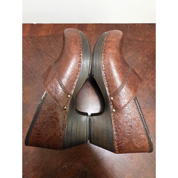 Dansko Women's Embossed Brown Leather Clogs Mom Core Size 39 - Picture 8 of 13